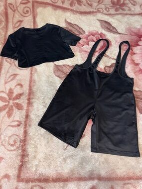 SHEIN SXY Black Crop Top & Bike Shorts Set - Size S